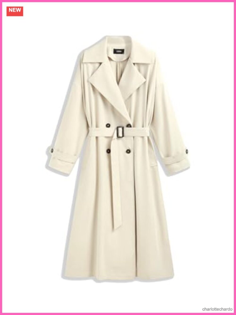 Oversized Solid Collar Long Trench Coat With Belt